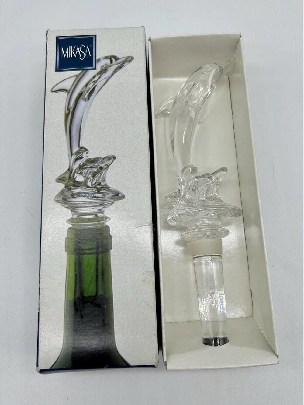 Vtg Mikasa Leaping Dolphin Crystal Decanter Bottle Topper Stopper Nautical Beach